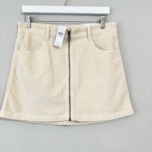 NEW American Eagle High Rise Corduroy Cream Ribbed Mini Skirt